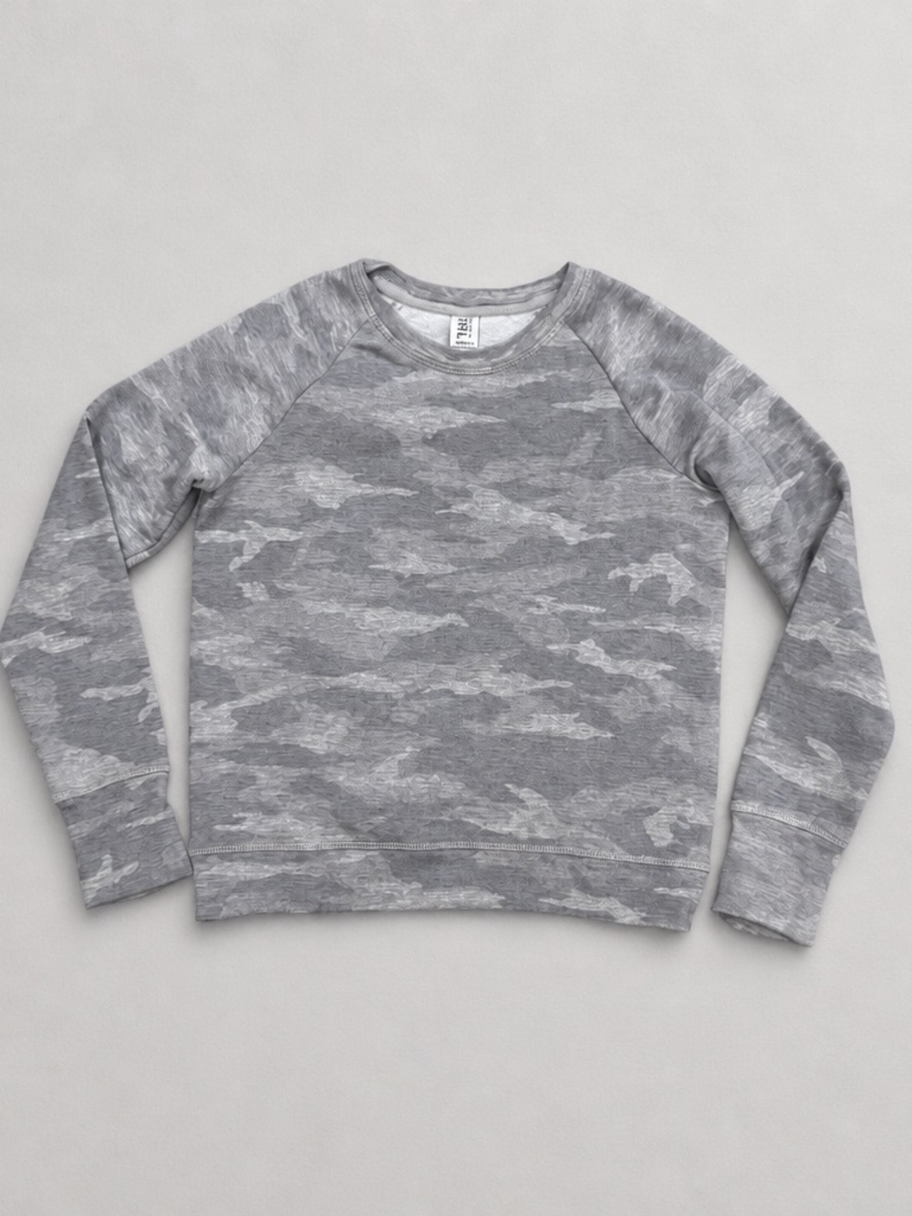 Athleta Gray Camo Crewneck Sweater